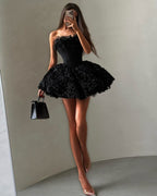 Strapless Petal Floral Corset A Line Dress Flowering Girl