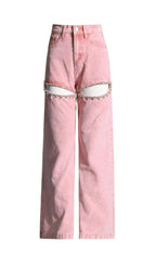 Itala Pink Diamante Jeans Flowering Girl