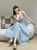 Floral Lace Strap Midi Dress Flowering Girl