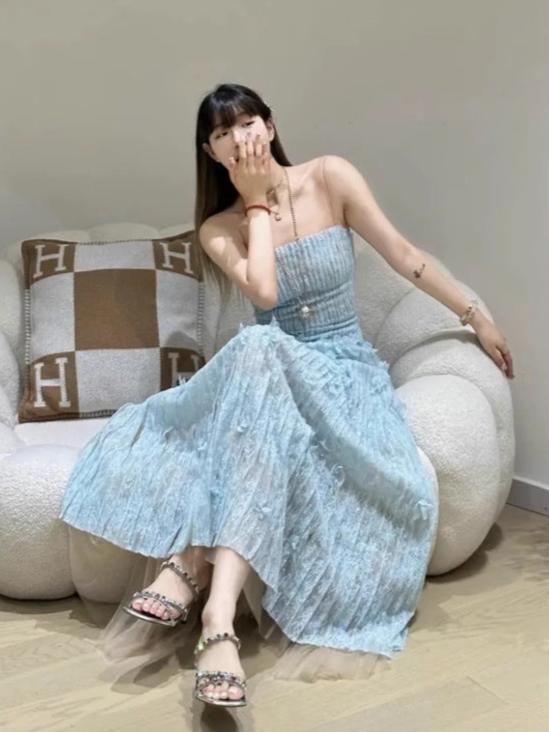 Floral Lace Strap Midi Dress Flowering Girl