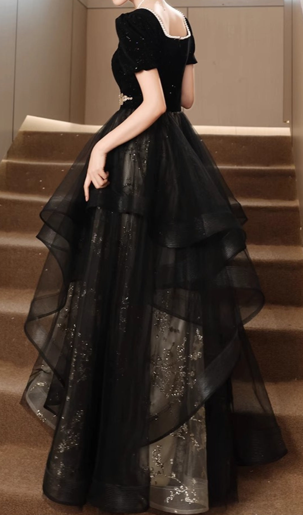 Chisuzu Black Sequin Mesh Maxi Dress Flowering Girl