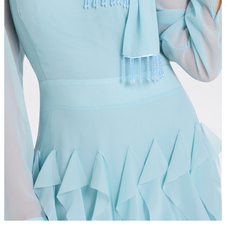Bonnie Blue Bow Neck Tiered Ruffle Maxi Dress Flowering Girl