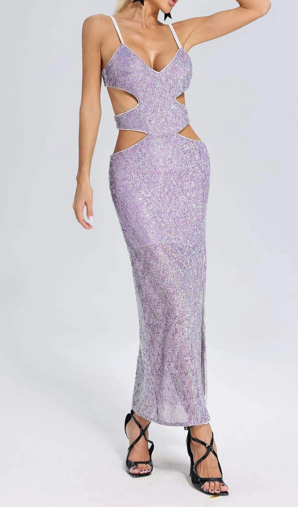 Cut Out Sequin Midi Dress Flowering Girl
