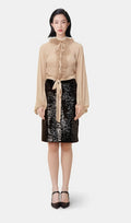 Salome feather-detail chiffon blouse Flowering Girl