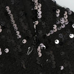 Black Sequin One Shoulder Feather Mini Dress Flowering Girl