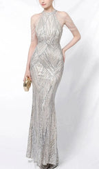 Bali Silver Sequin Maxi Dress Flowering Girl