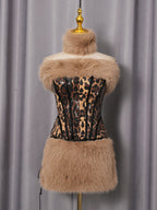 Suzanne Leopard Fur Sequin Skirt Set Flowering Girl