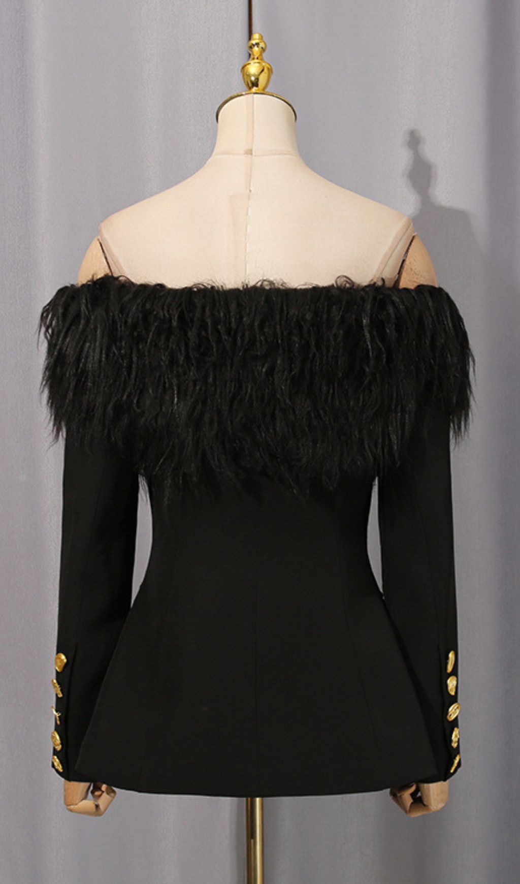 Hyunh Black Off-Shoulder Blazer Flowering Girl