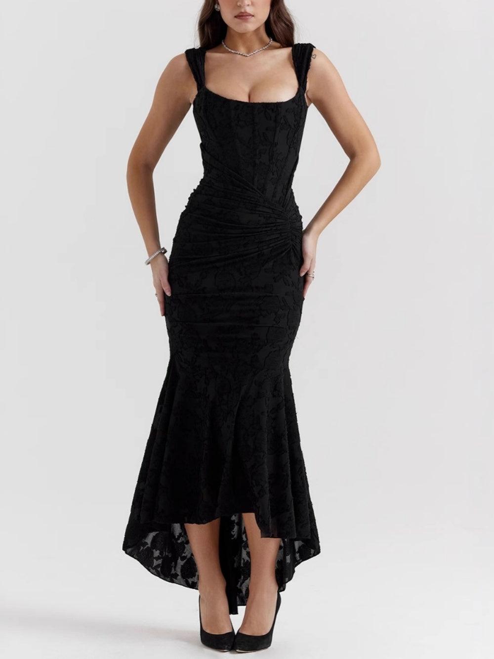 Black Bell Floral Maxi Dress Flowering Girl