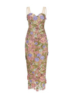 Masiela Flower Embroidery Midi Dress Flowering Girl