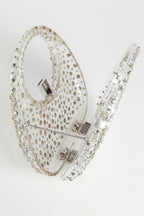 Annabel Clear Crystal Embellished Acrylic Clutch - White Flowering Girl