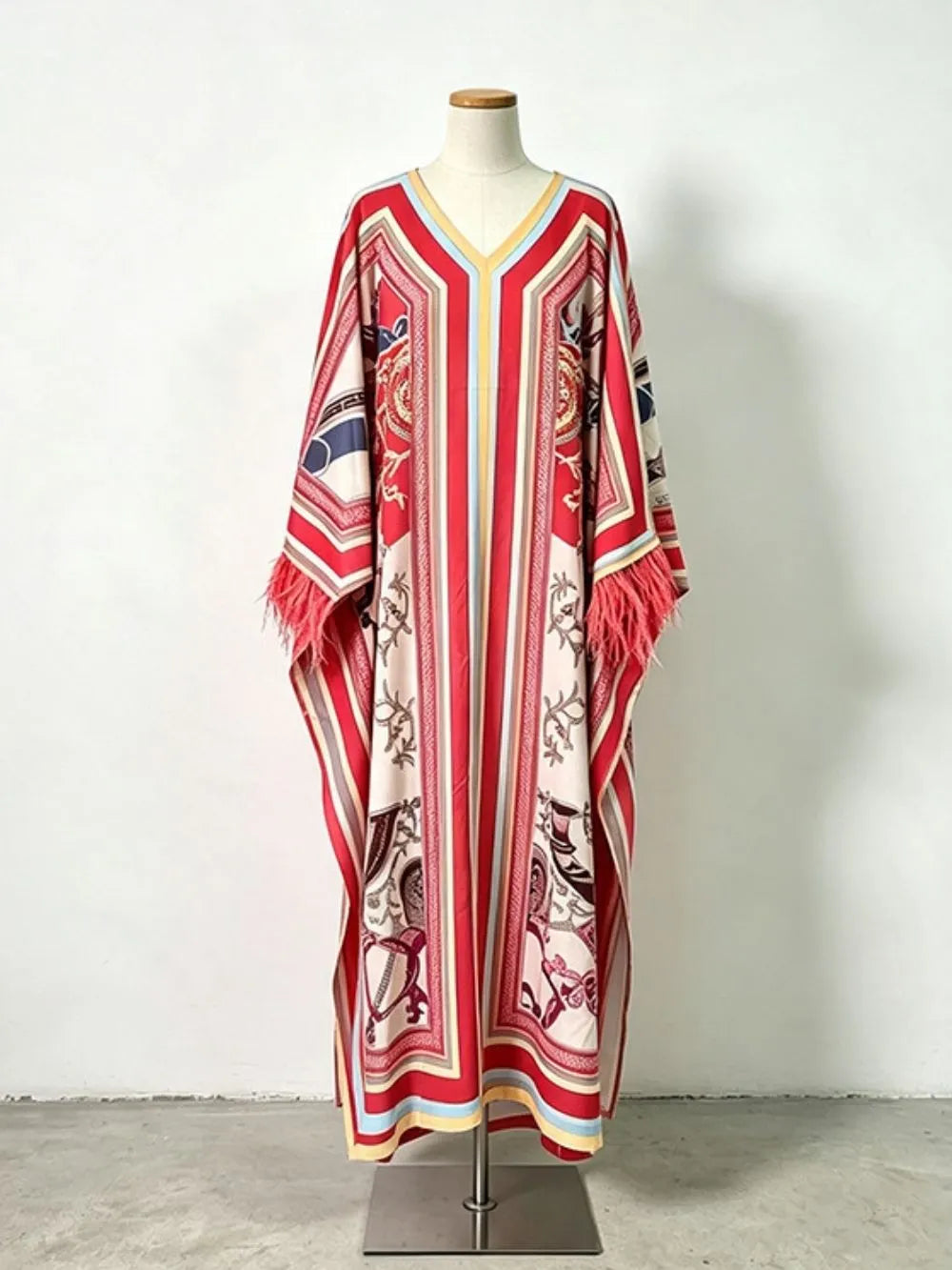 Marlie Printed Long Sleeve Feather Maxi Dress Flowering Girl