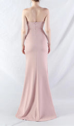 Chizue Pink Strapless Corset Split Maxi Dress Flowering Girl