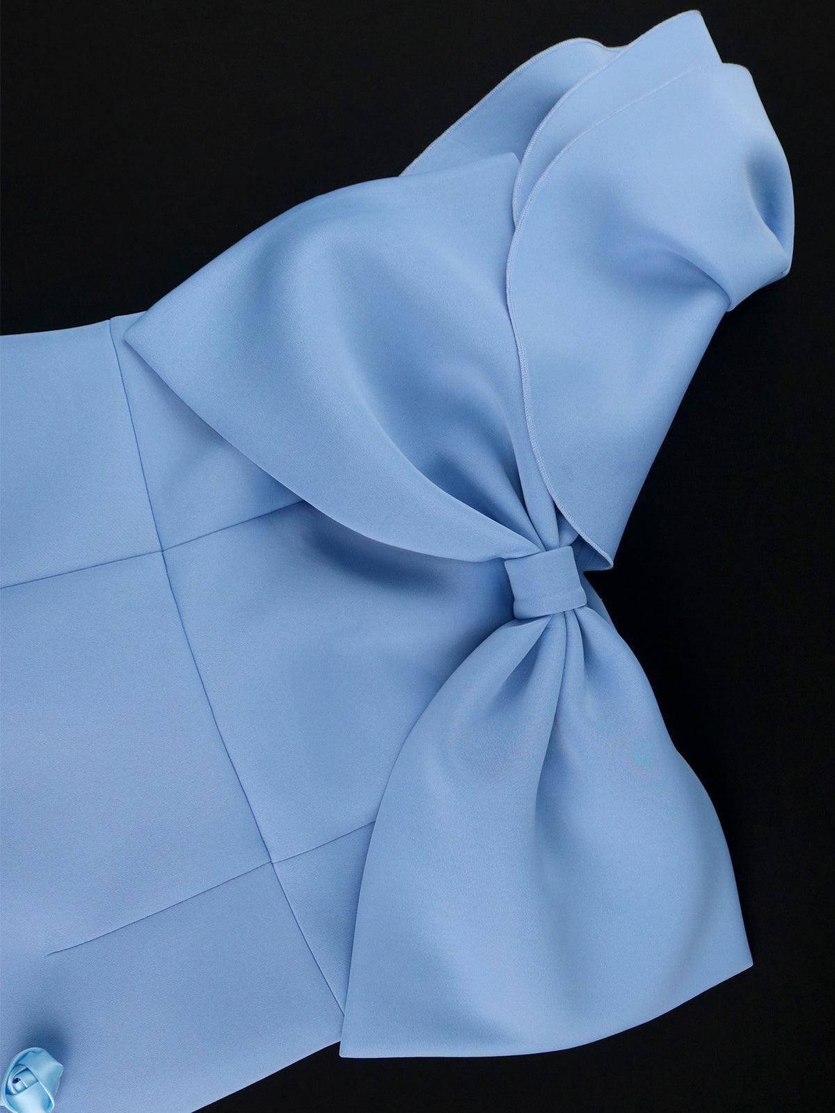 Baina Blue One Shoulder Bow Mini Dress Flowering Girl