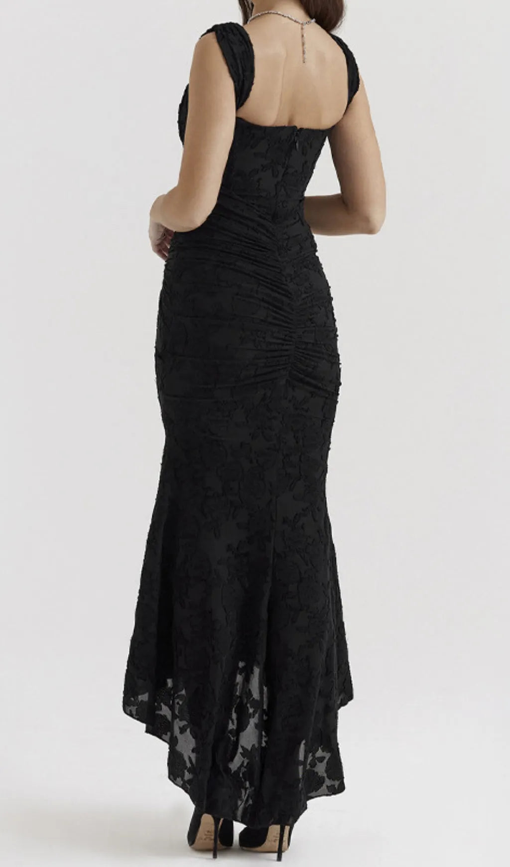 Anaëlle Black Floral Corset Maxi Dress Flowering Girl