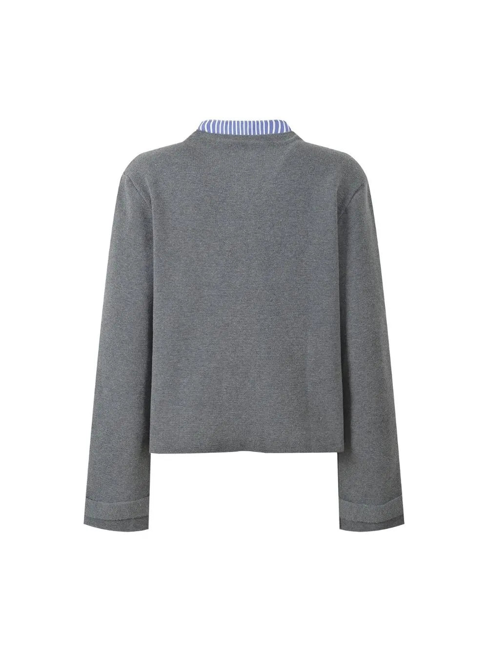 Removable Striped Collar Cardigan Flowering Girl