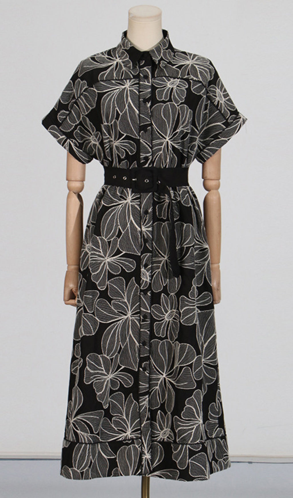 Davan Black Flower Midi Dress Flowering Girl