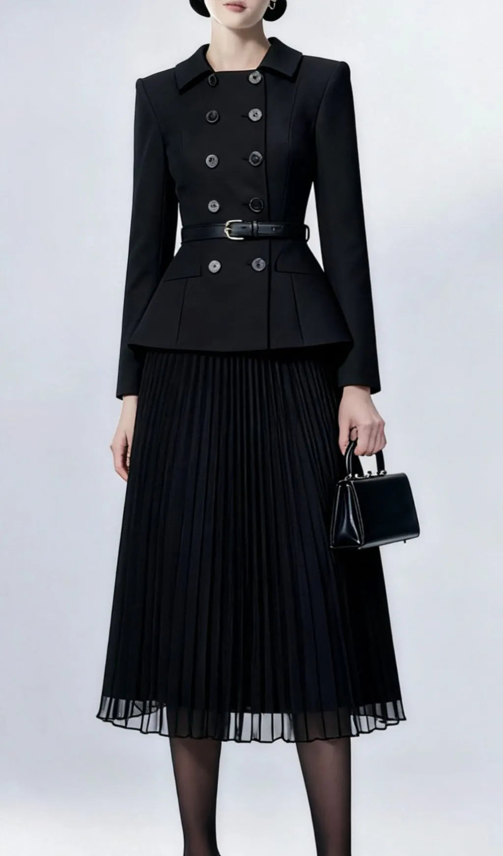 Julitta Black Long Sleeve Midi Dress Flowering Girl