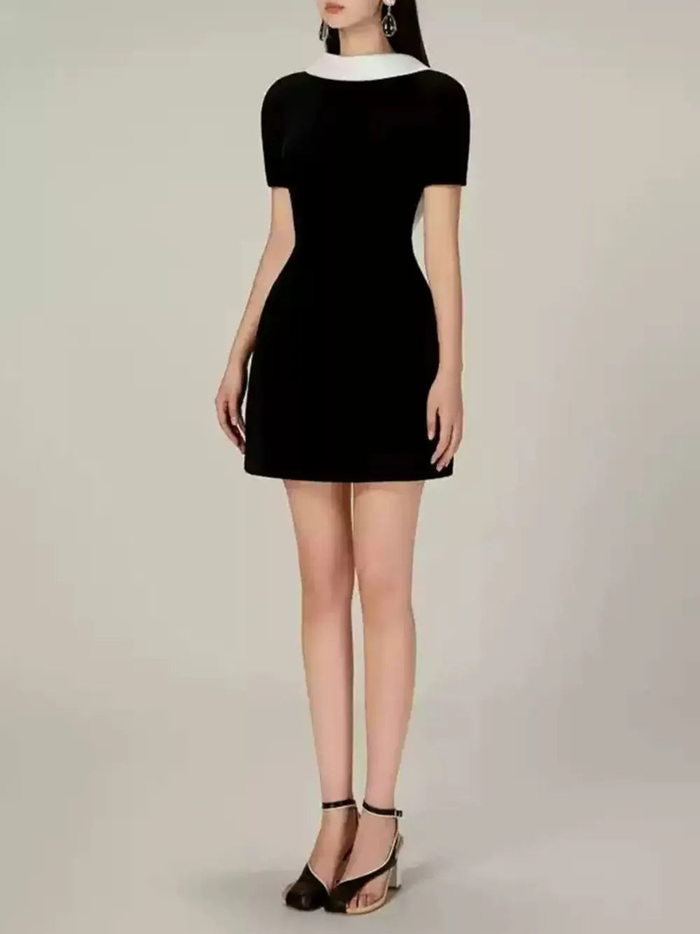 Maleni Black Backless Mini Dress Flowering Girl