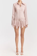 dinah Umbrella tail hem Shirt mini Dress in pink Flowering Girl