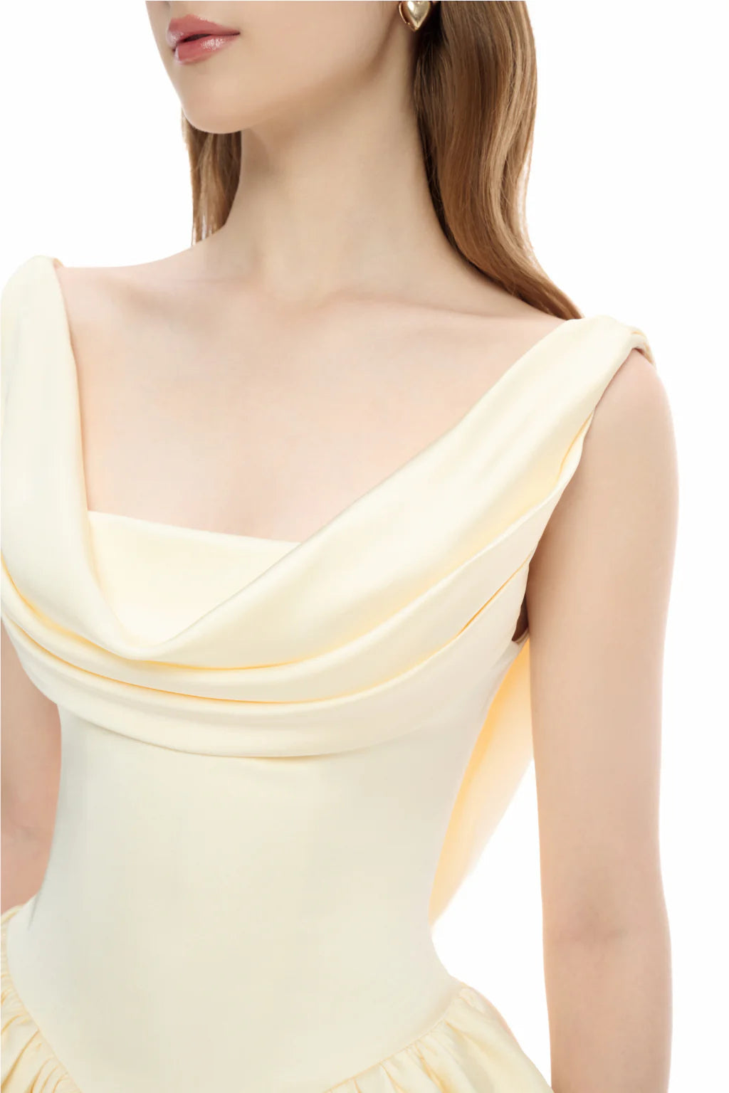 bernice backless pleated puffy Mini Dress - Champagne Flowering Girl