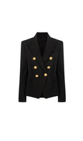 BLACK 6-BUTTONS DOUBLE-BREASTED BLAZER Flowering Girl