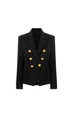 BLACK 6-BUTTONS DOUBLE-BREASTED BLAZER Flowering Girl