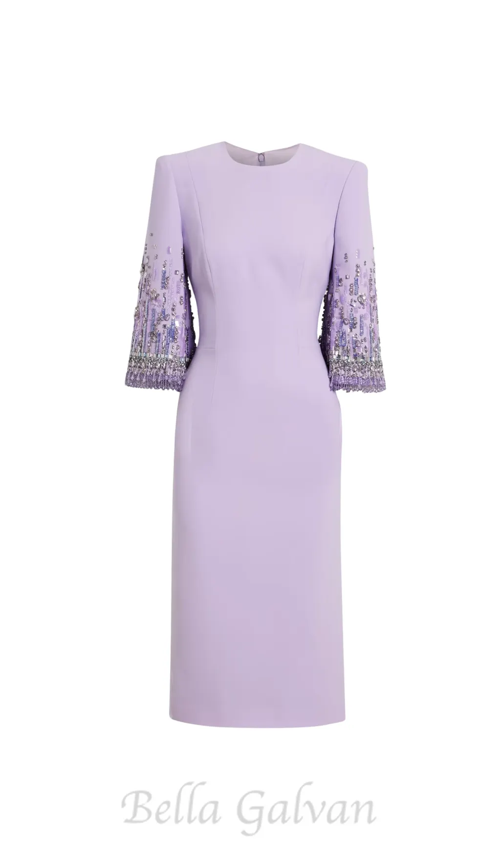 bergman embellished crepe midi dress in lavender Flowering Girl