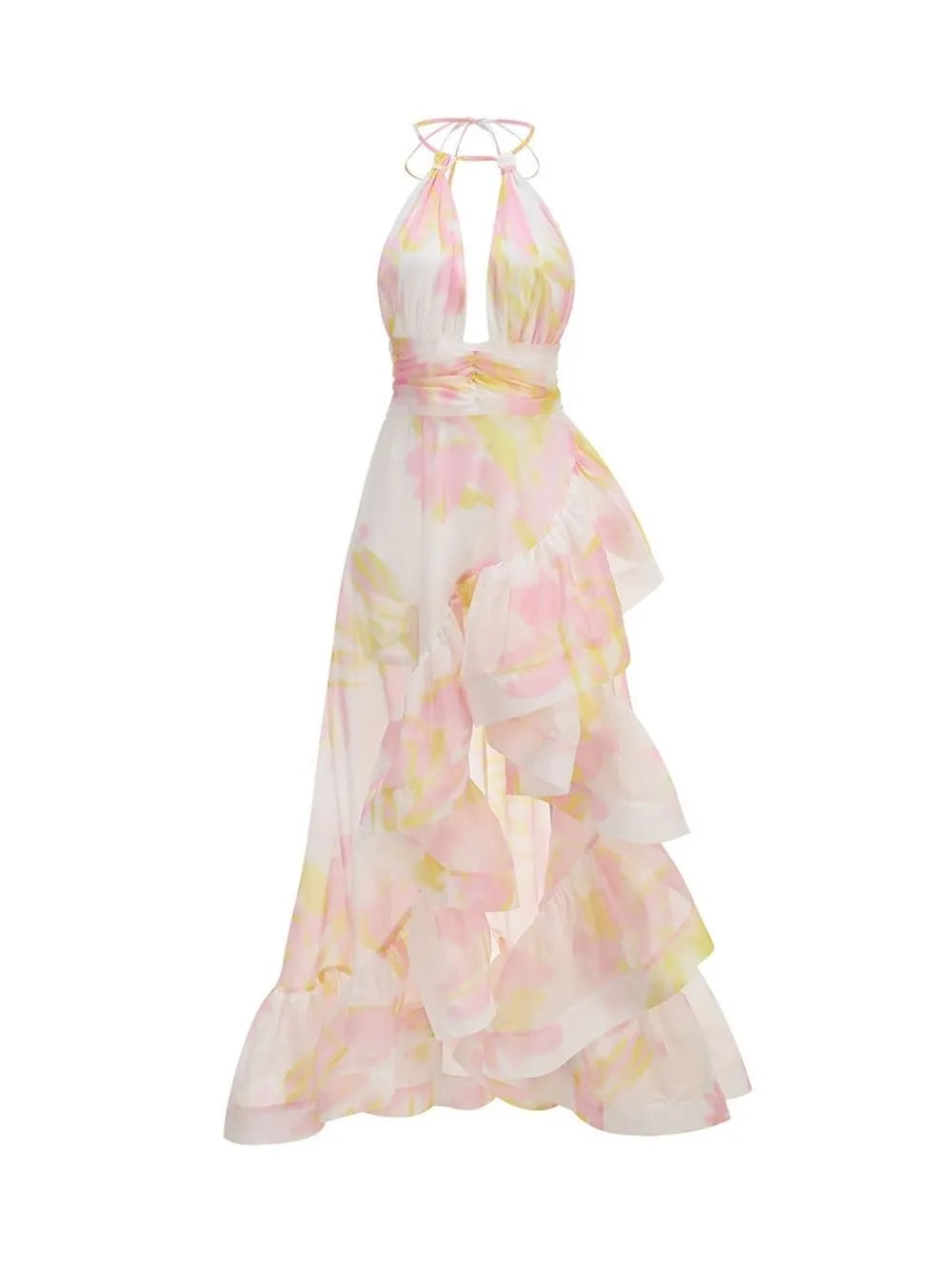 Malha Halter Printed Maxi Dress Flowering Girl