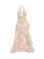 Malha Halter Printed Maxi Dress Flowering Girl