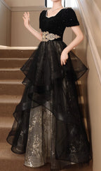 Chisuzu Black Sequin Mesh Maxi Dress Flowering Girl