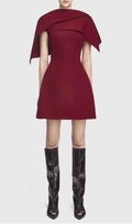 Gainell Wine Irregular Shoulder Mini Dress Flowering Girl