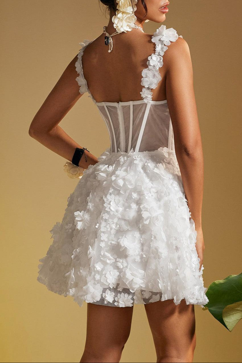 Magni Spaghetti Flower Mini Dress Flowering Girl