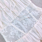 Square Neck Puff Sleeve Lace Satin Maxi Dress Flowering Girl