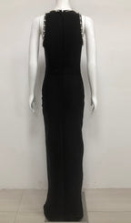 Greta Black Diamante Beaded Maxi Dress Flowering Girl