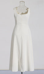 Janan White Flower Midi Dress Flowering Girl