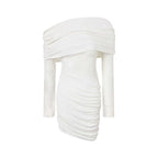 White Lace Strapless Spliced Knitted Mini Dress Flowering Girl