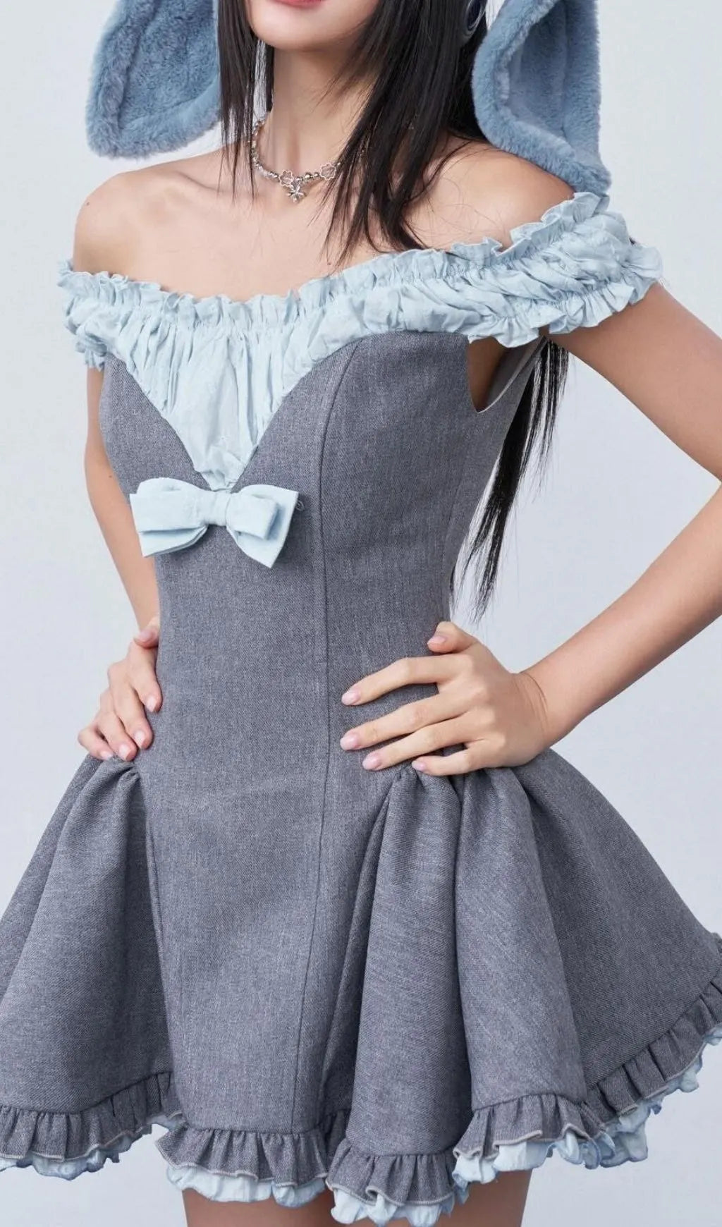 Liloo Off-Shoulder Bow Mini Dress Flowering Girl