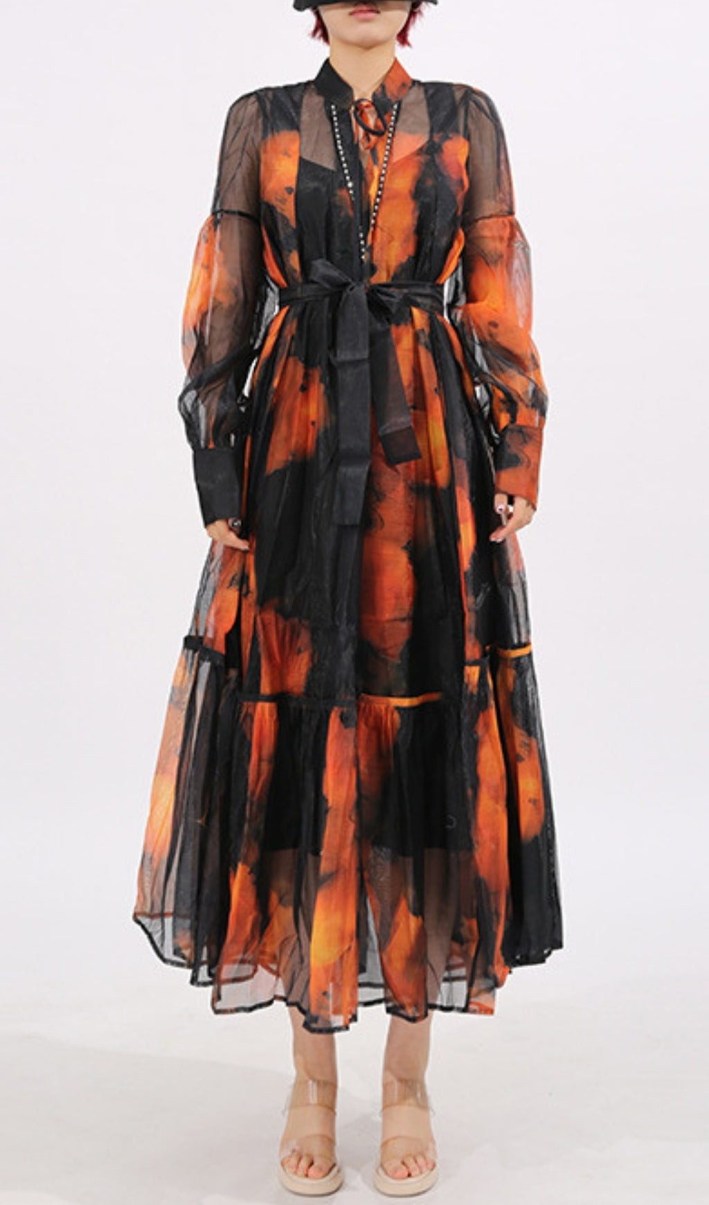 Fumiko Printed Long Sleeve Midi Dress Flowering Girl