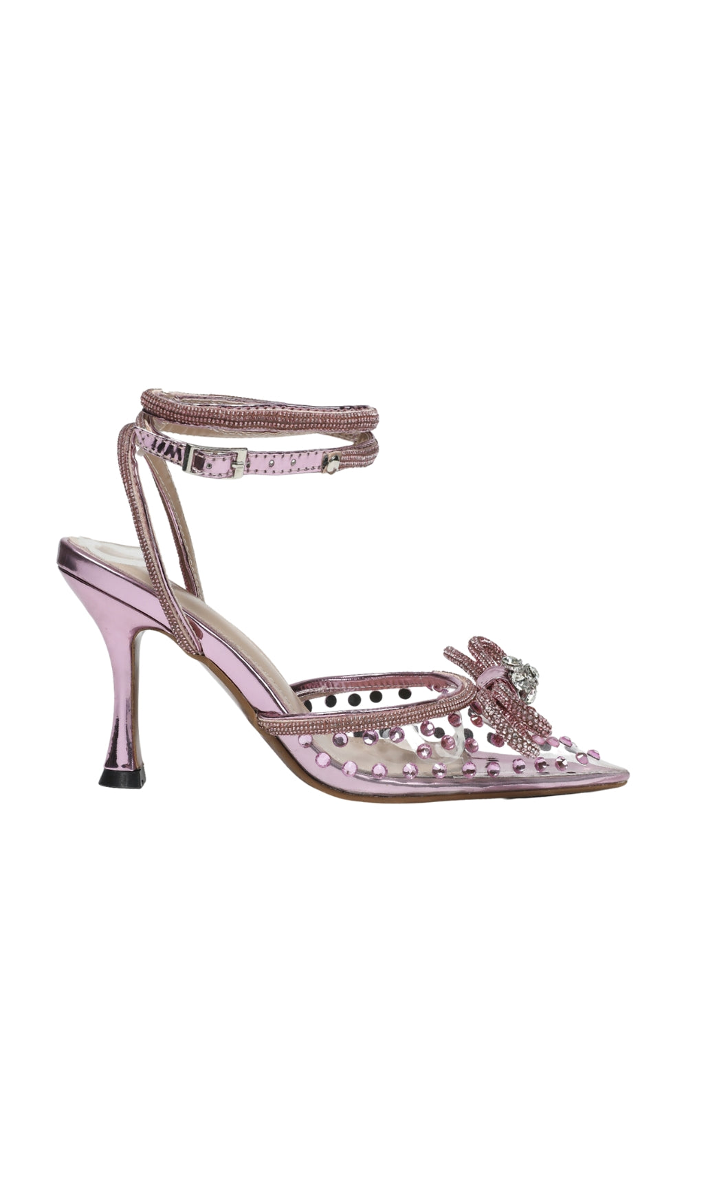 Bow Embellished Heels In Pink Flowering Girl