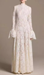 Keres Flared Long Sleeve Lace Maxi Dress Flowering Girl