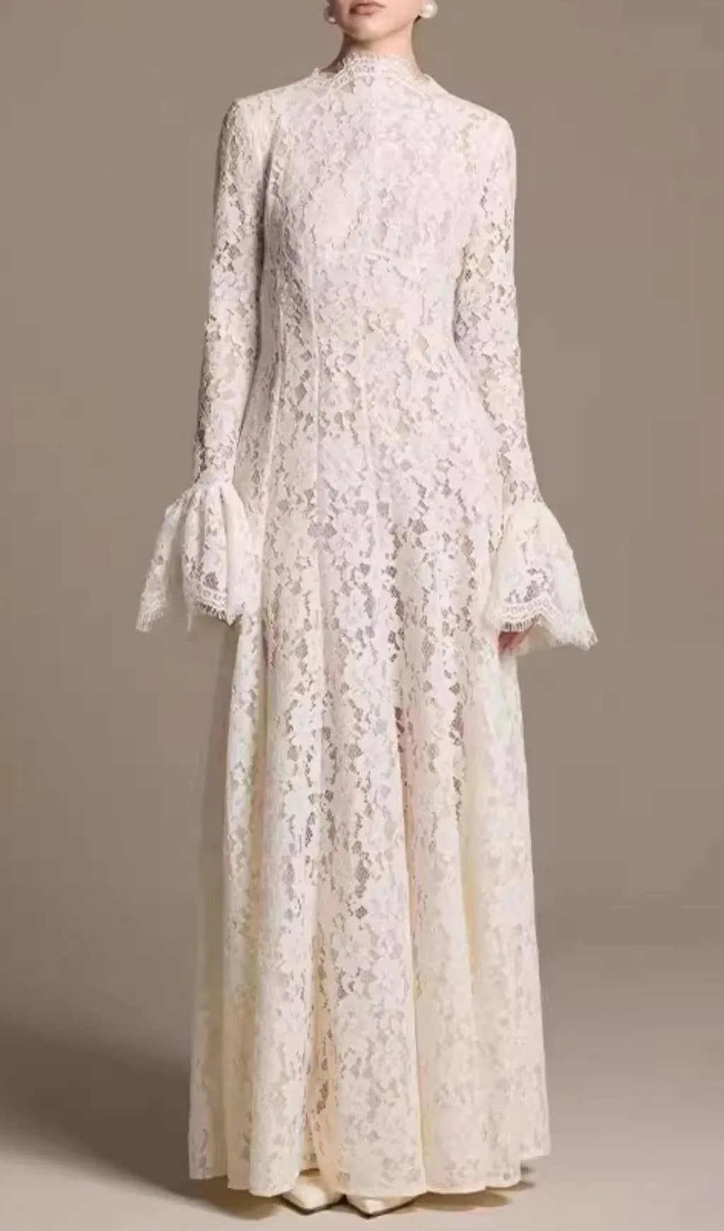 Keres Flared Long Sleeve Lace Maxi Dress Flowering Girl