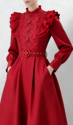 Ieuan Red Long Sleeve Maxi Dress Flowering Girl