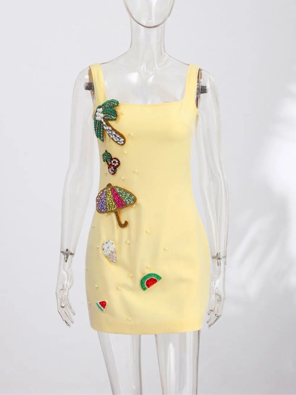 Conlan Yellow Embellished Mini Dress Flowering Girl