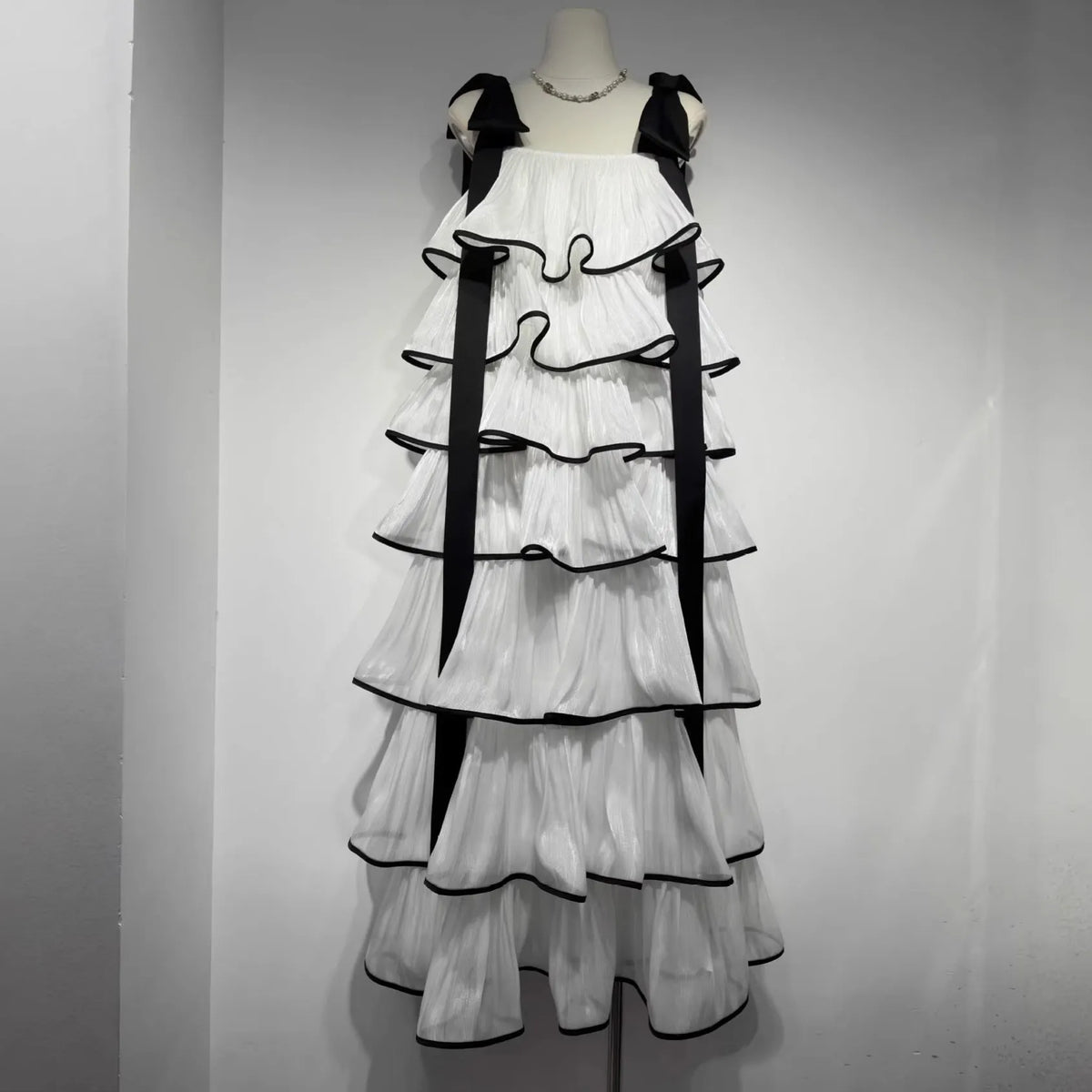Mandy White Layer Ruffled Maxi Dress With Bows Flowering Girl