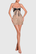 Kettle Halter Bow Rhinestone Mini Dress Flowering Girl