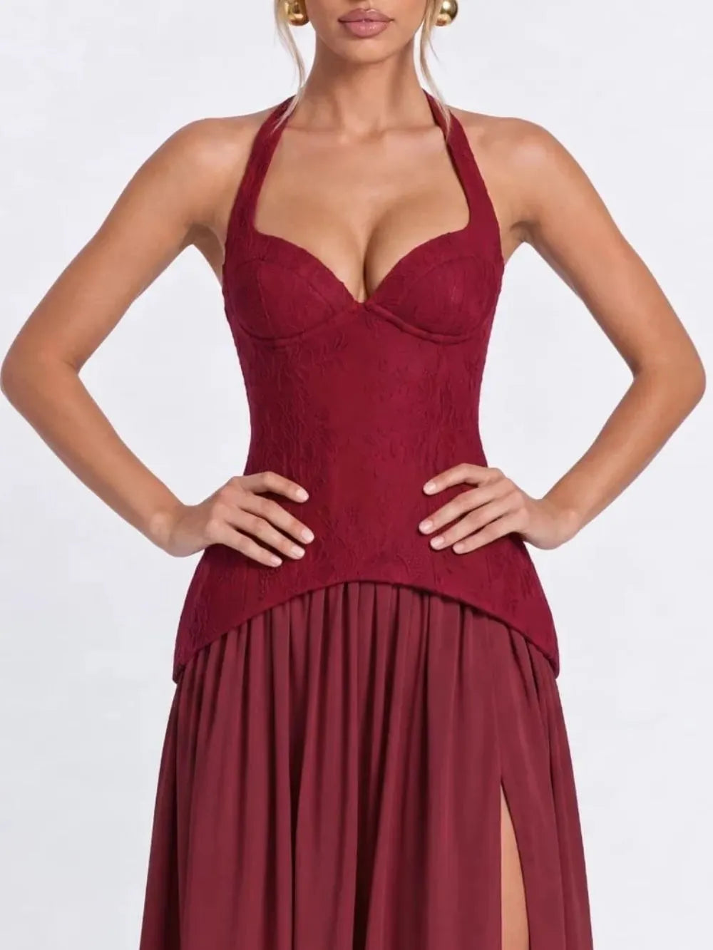Jovyna Halterneck Flared Maxi Dress Flowering Girl