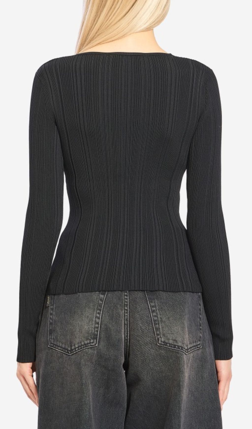 Hulda Black V-Neck Lace Knit Top Flowering Girl