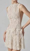 Darda Beige Flower Lace Mini Dress Flowering Girl