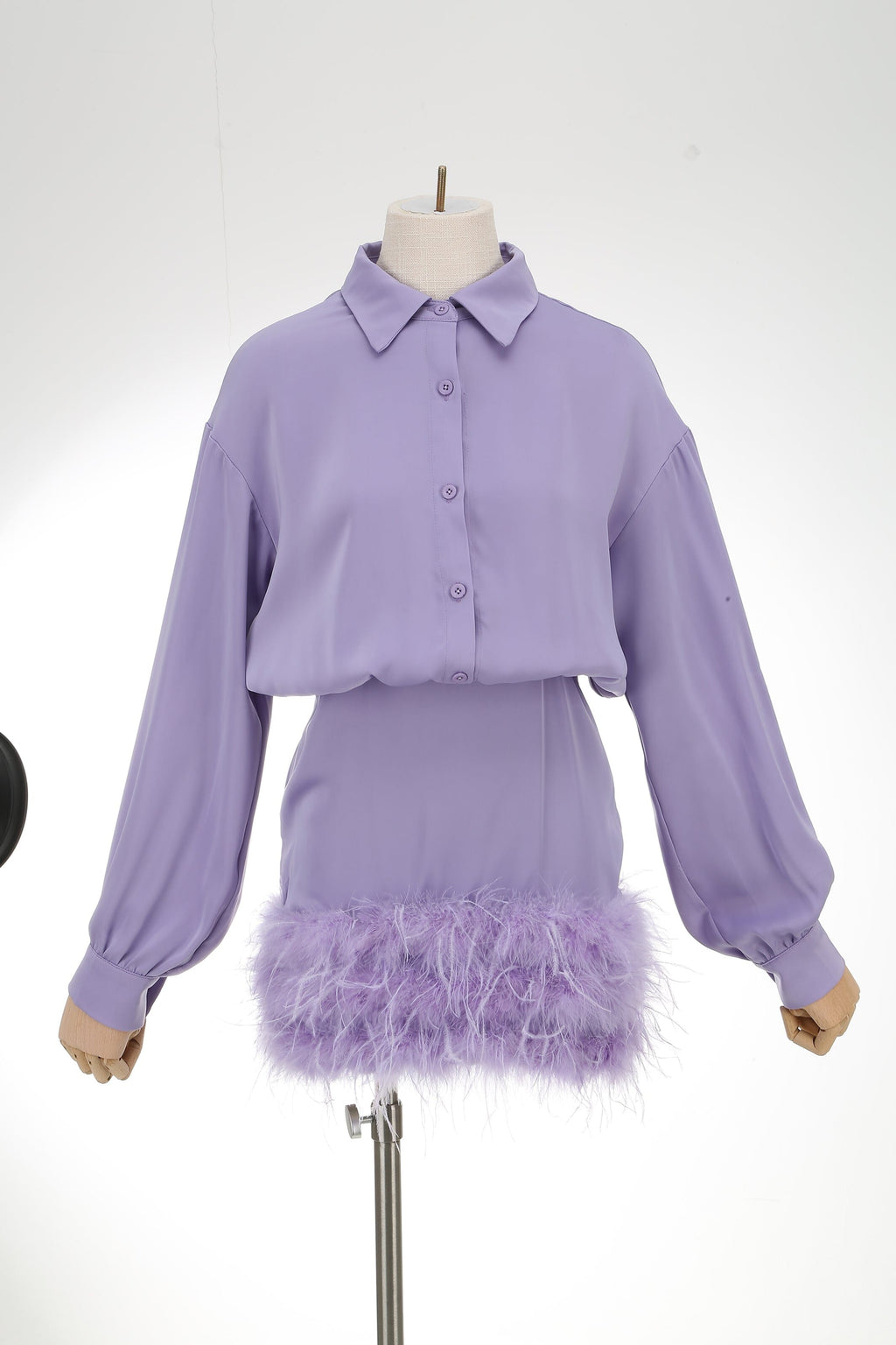 Feather Long Sleeve Shirt Dress Flowering Girl